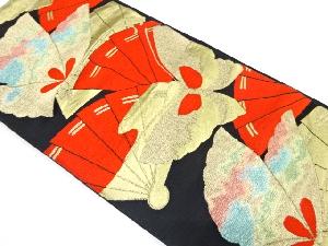 アンティーク 桧扇に蝶模様織り出し袋帯(着用可)